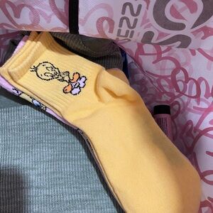 Yellow Cartoon Character Socks